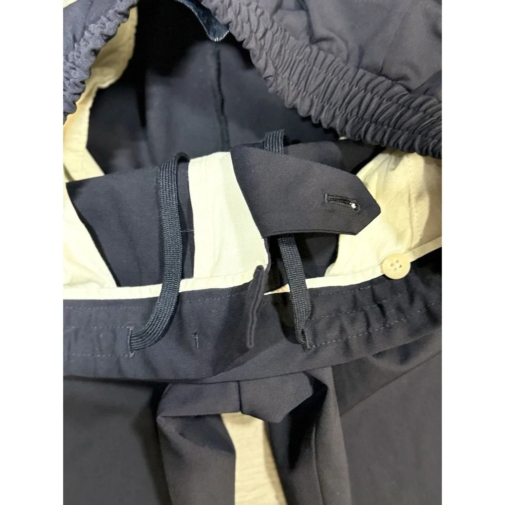 Polo Ralph Lauren Pleated Stretch Twill Trousers Mens 32x33 Navy Blue Drawstring